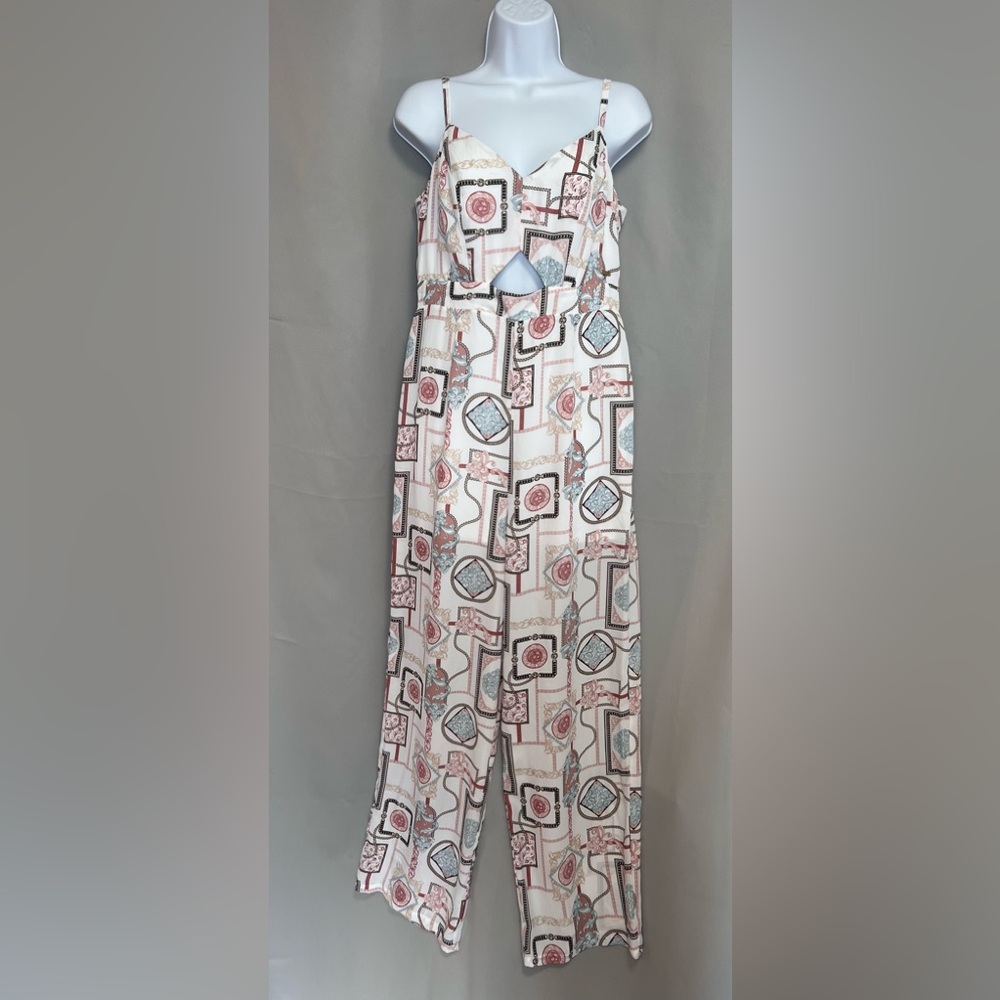 Geometric Print Jumpsuit GUESS Womens Multicolor Wide‎ Leg Jumpsuit Sz Medium